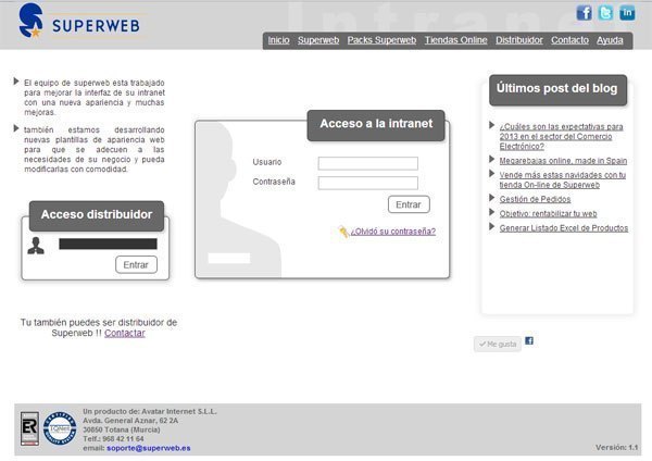 La web es completamente administrable desde un sencillo Panel de Control