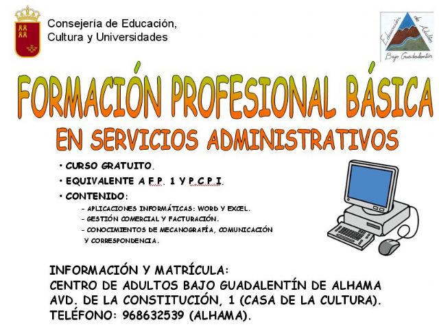 Abierta la matricula para el curso de Formación Profesional Básica en Servicios Administrativos