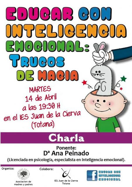 La charla 'Trucos de magia: Educar con inteligencia emocional en la adolescencia' tendrá lugar mañana martes