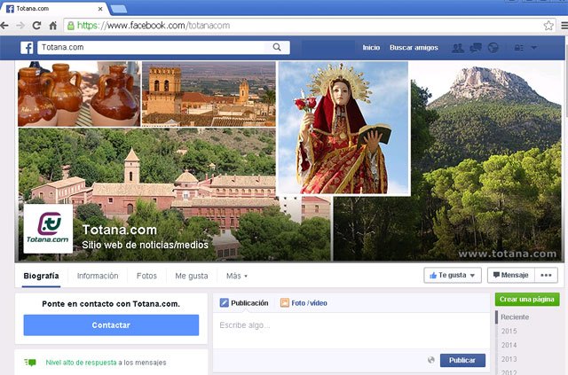 Facebook premia a Totana.com con el icono de nivel de respuesta rápido