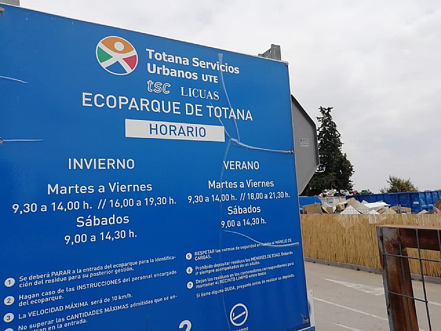 La Concejalía de Medio Ambiente recuerda el horario del ecoparque municipal durante los meses del verano