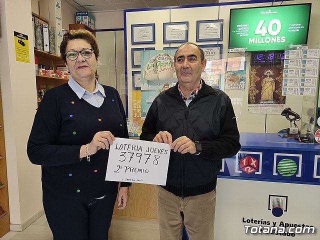 Totana resulta agraciada con el 2º premio de la Lotería Nacional del jueves día 5 de Enero