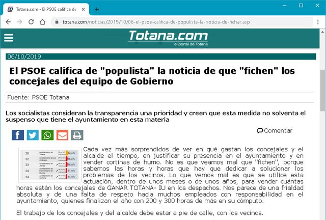 ACCIÓN TOTANA pide que se haga una oposición política seria y constructiva