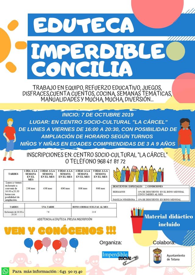 La Eduteca “Imperdible Concilia” presta servicio desde hoy en el Centro Sociocultural “La Cárcel”, con la colaboración de la Concejalía de Juventud