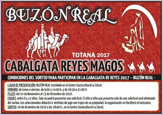 Los interesados en participar en la Cabalgata de Reyes´2017 pueden participar en el sorteo hasta el 15 de diciembre