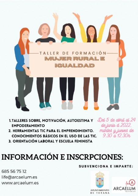 Se oferta “Mujer rural e Igualdad”, el nuevo taller de formación gratuito dirigido a mujeres en riesgo de exclusión social de Totana