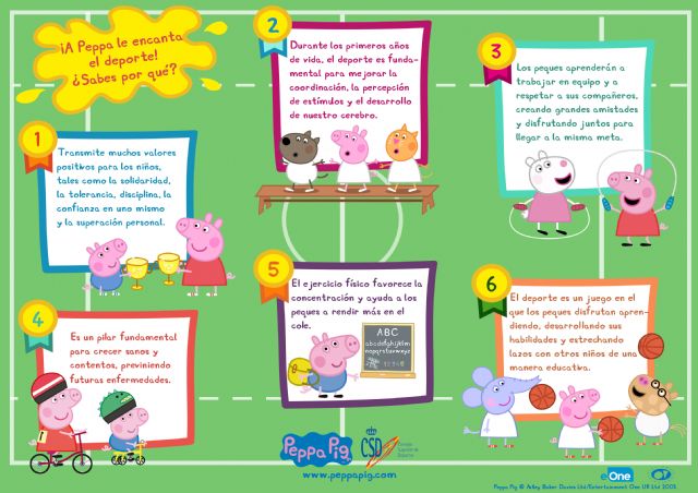 El Consejo Superior de Deportes y Peppa Pig presentan un póster divulgativo sobre los beneficios del deporte