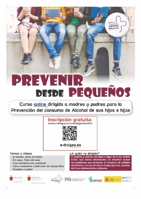 Se pone a disposición de las familias de Totana de nuevo el curso “Prevenir desde pequeños” que oferta la Consejería de Salud