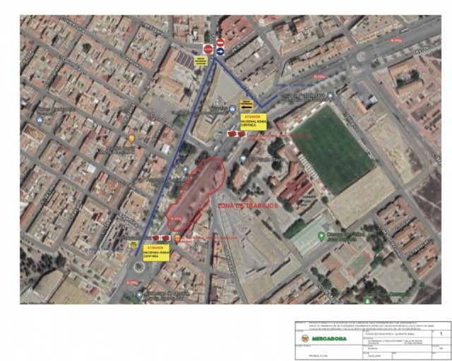 Se cortará al tráfico el tramo de la avenida Juan Carlos I, entre la Glorieta Adolfo Suárez y la calle Tabarca, hasta el mes de septiembre por las obras del nuevo Mercadona