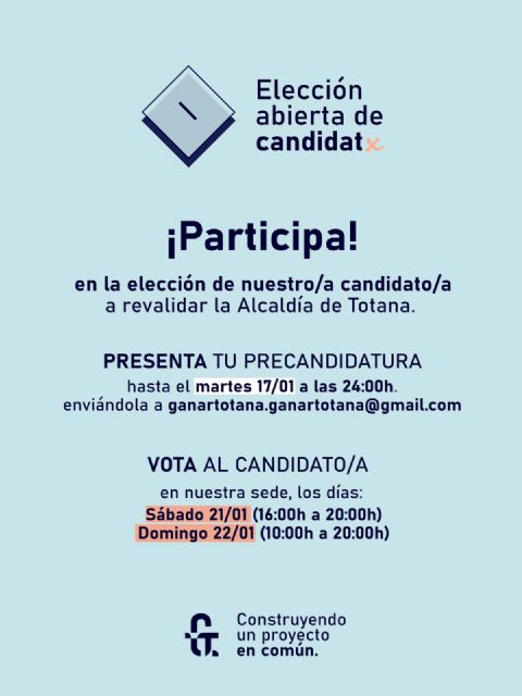 Ganar Totana inicia un proceso abierto para la elección de candidato a revalidar la alcaldía