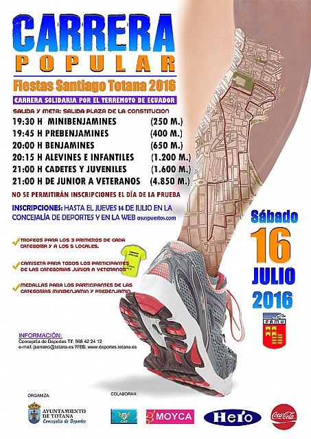 Este sábado, Totana celebra corriendo las Fiestas de Santiago