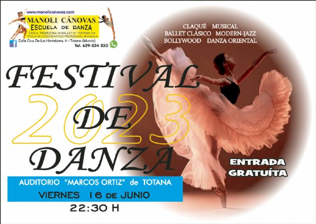 La Escuela de Danza MANOLI CÁNOVAS celebra su FESTIVAL de DANZA de fin de curso hoy viernes 16 de junio