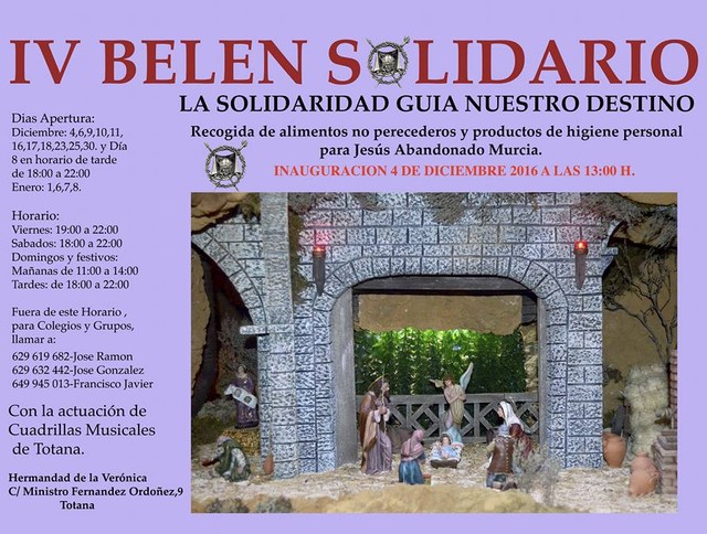 El IV Belén solidario de la Hermandad de la Verónica se inaugurará el domingo 4 de diciembre