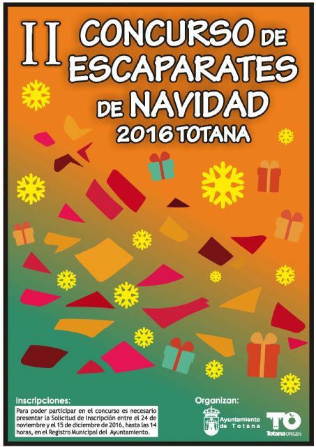 Se aprueban las bases del II Concurso de Escaparates de Navidad 'Totana´2016' que organiza la Concejalía de Festejos